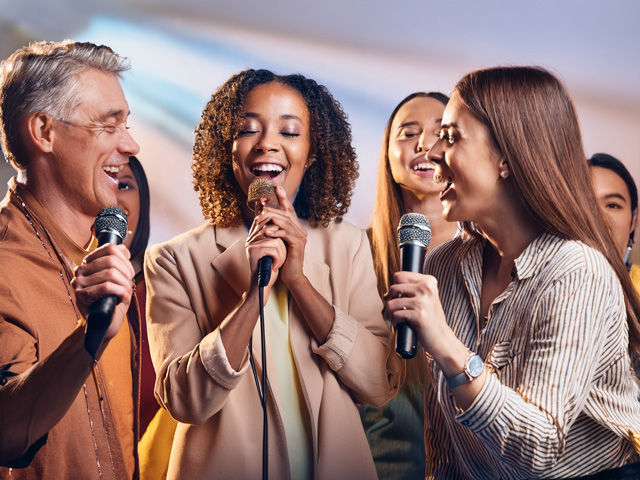 Community singing together